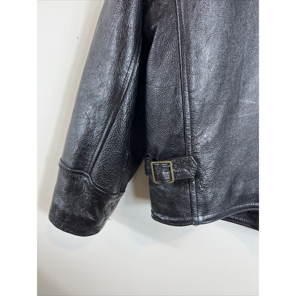 Vera Pelle Italian Della Legge 883 Black Leather Bomber Jacket Coat Mens Size 46 - Picture 14 of 16